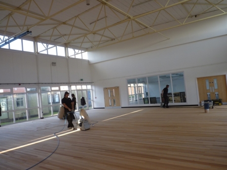 Sport floor during process renovation Wyvern Barracks in Exeter